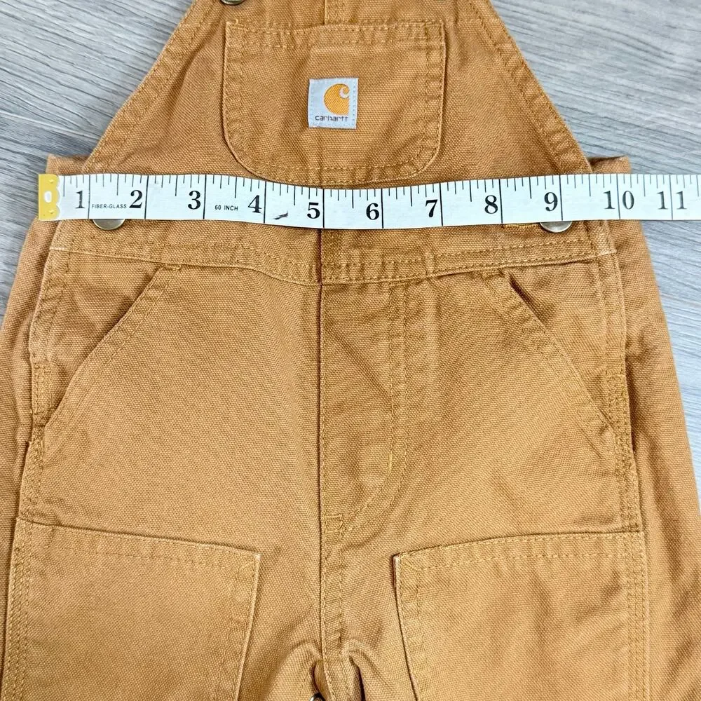 Carhartt Canvas Bib Overalls Size 6 mos. Double Knee Snap Crotch Play Mini Me